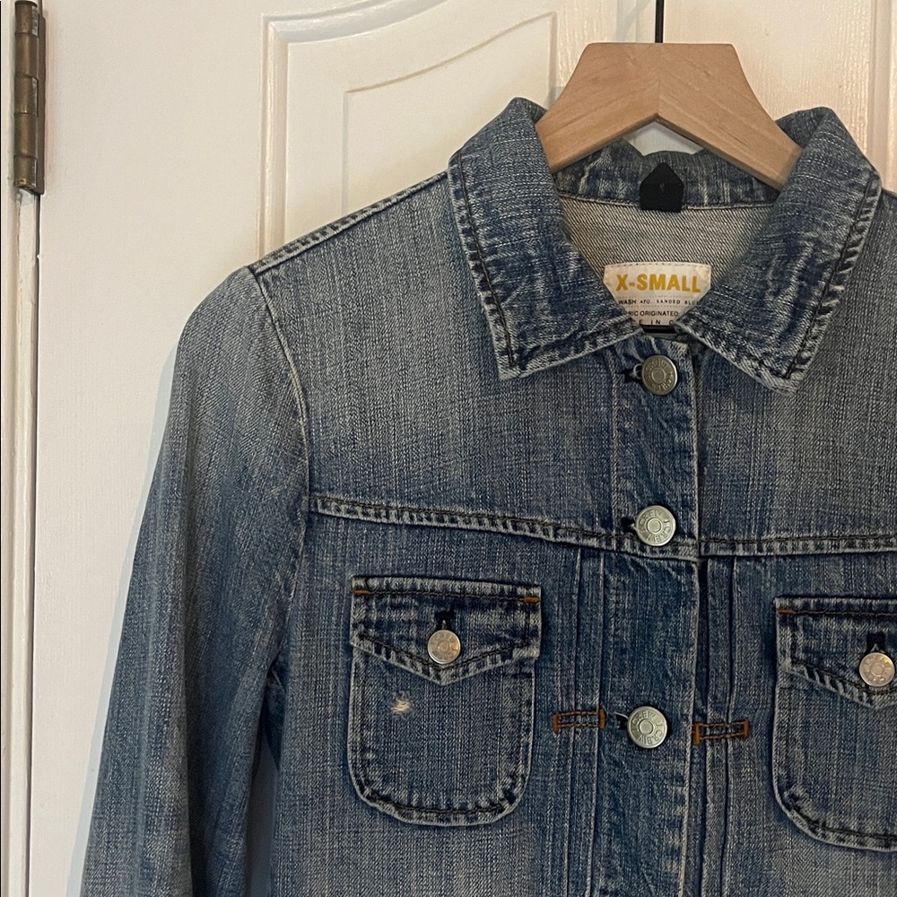 J.Crew | Denim Jacket XS Sanded Blue Japanese Cotton Distressed Classic‎ - Picture 4 of 9